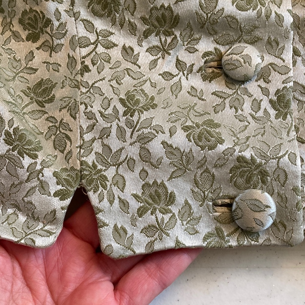 VTG Handmade Floral Tapestry Cropped Jacket with Faux Fur Collar - Picture 3 of 8